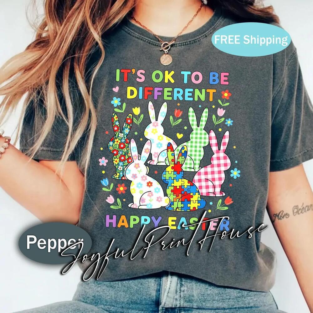 Autism Acceptance Easter T-Shirt Neurodiversity Bunny Tee